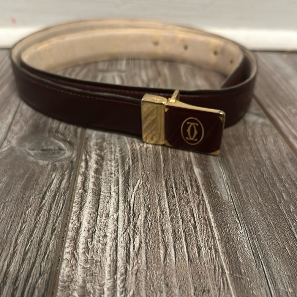 Cartier Brown Leather Belt with Gold Buckle